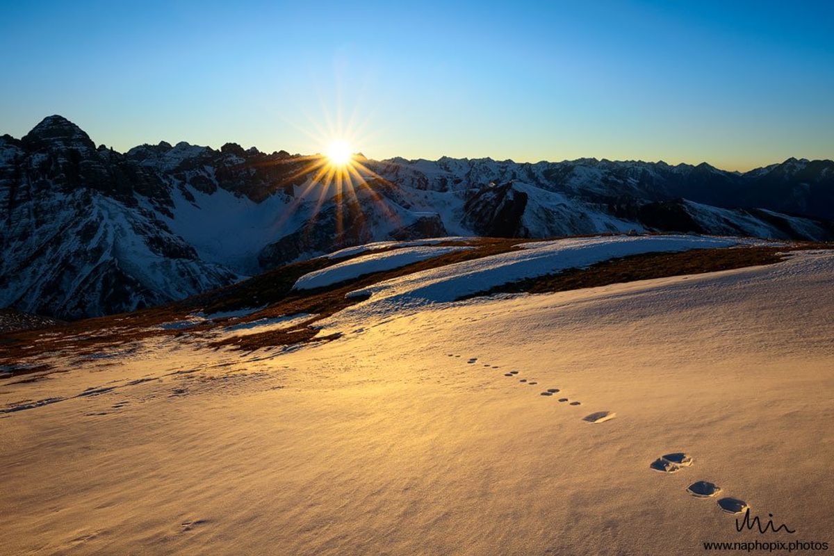 Sonnenuntergang auf der Saile mit Blick aufs Hoadl